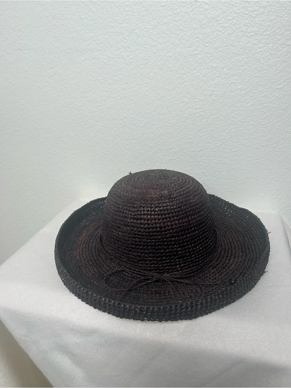 Kooringal 100% Raffia Black Wide Brim Sun Hat Boho Beach Resort 57cm